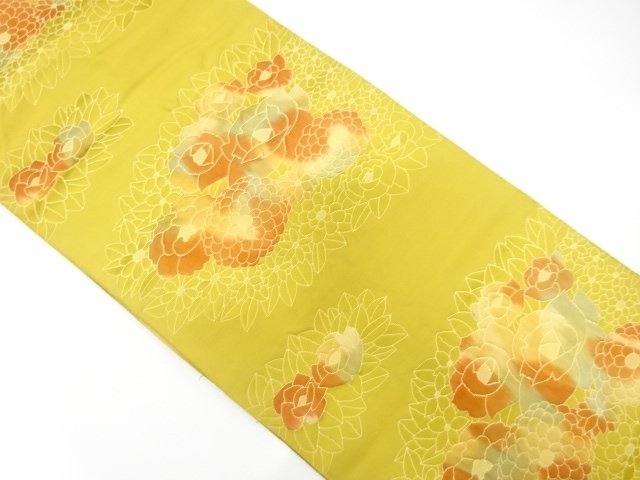 JAPANESE NAGOYA OBI / CHIKUZEN HAKATA / WOVEN CAMELLIA